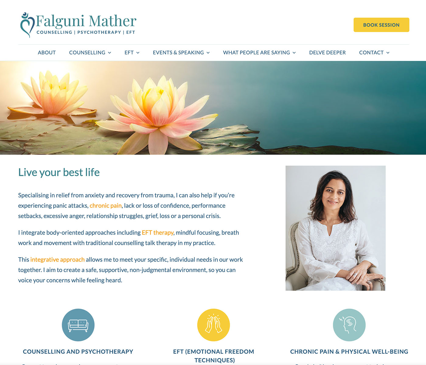 Therapist Website Design - Falguni Mather - Design for Therapists